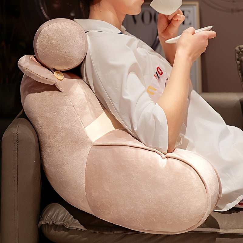 Cuddle Cushion Jumbo Cartoon Cat Plush Pillow - Thick Waist Support for Office, Car, Sofa - Cozy Gray