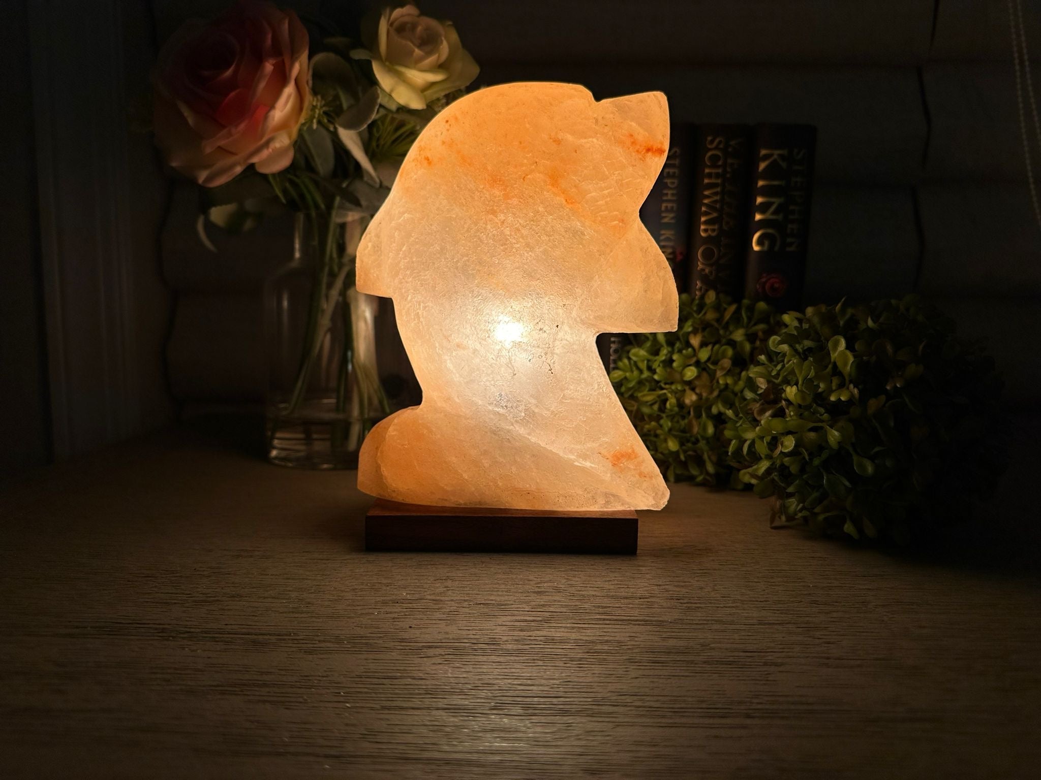 Natural Himalayan Salt Lamp - Dolphin Shaped Decorative Night Light for Home & Wellness