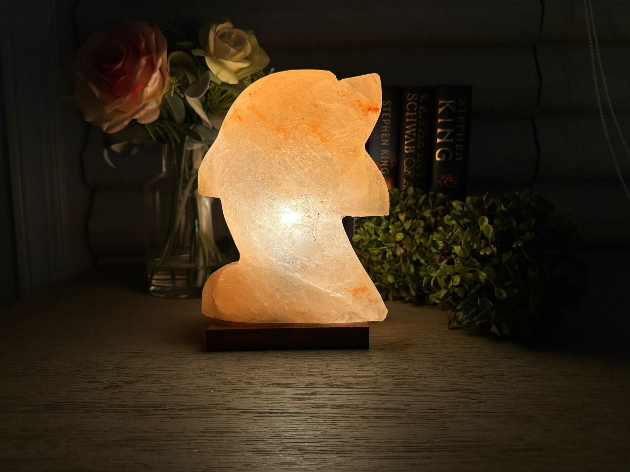 Natural Himalayan Salt Lamp - Dolphin Shaped Decorative Night Light for Home & Wellness