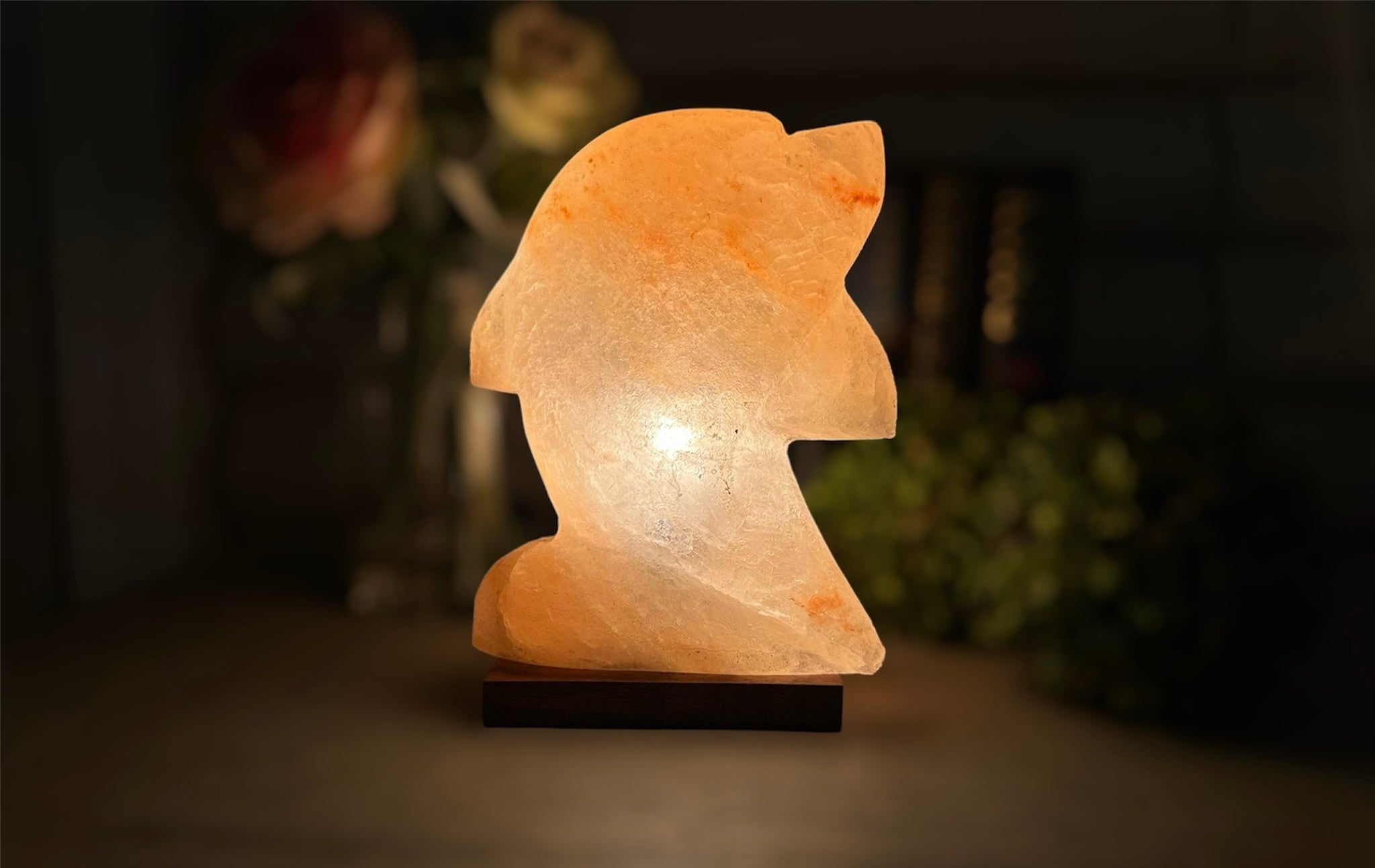 Natural Himalayan Salt Lamp - Dolphin Shaped Decorative Night Light for Home & Wellness