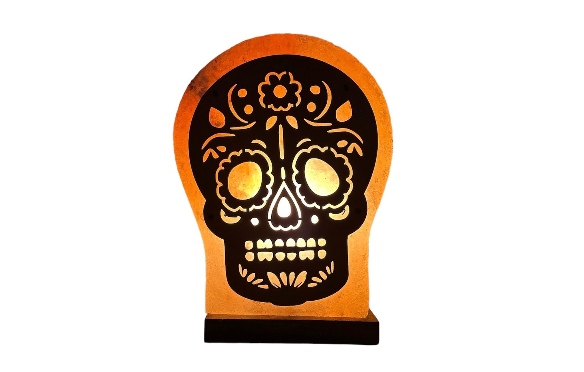 Decorative Himalayan Salt Lamp - Unique Sugar Skull Design for Home Decor & Wellness