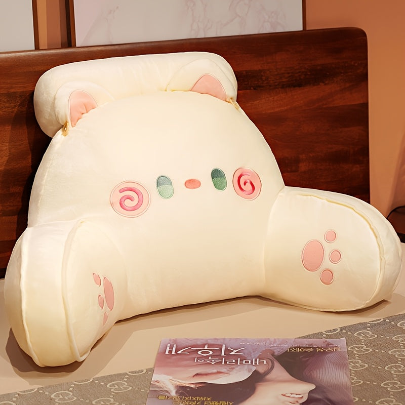 Cuddle Cushion Jumbo Cartoon Cat Plush Pillow - Thick Waist Support for Office, Car, Sofa - Cozy Gray
