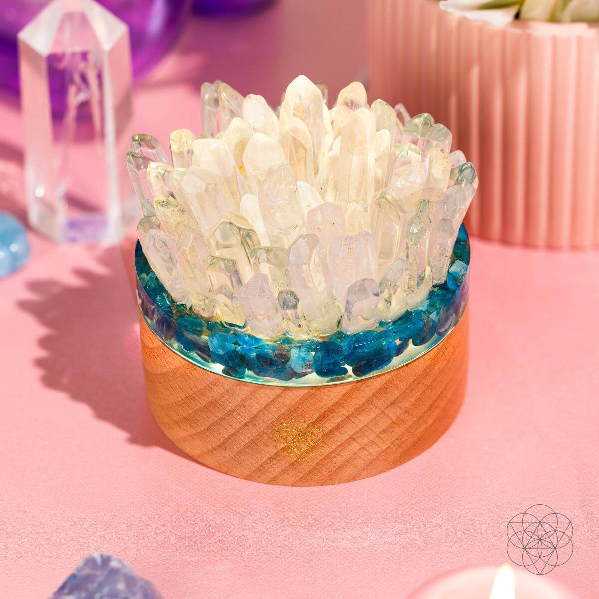 Quartz & Apatite Night Lamp for Confidence and Positive Energy - Healing Crystal Decor