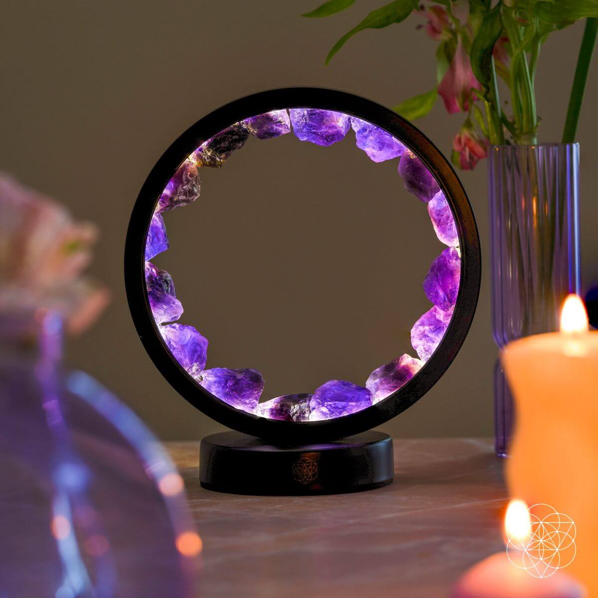 Amethyst Night Lamp for Spiritual Protection and Peace - Healing Crystal Home Decor