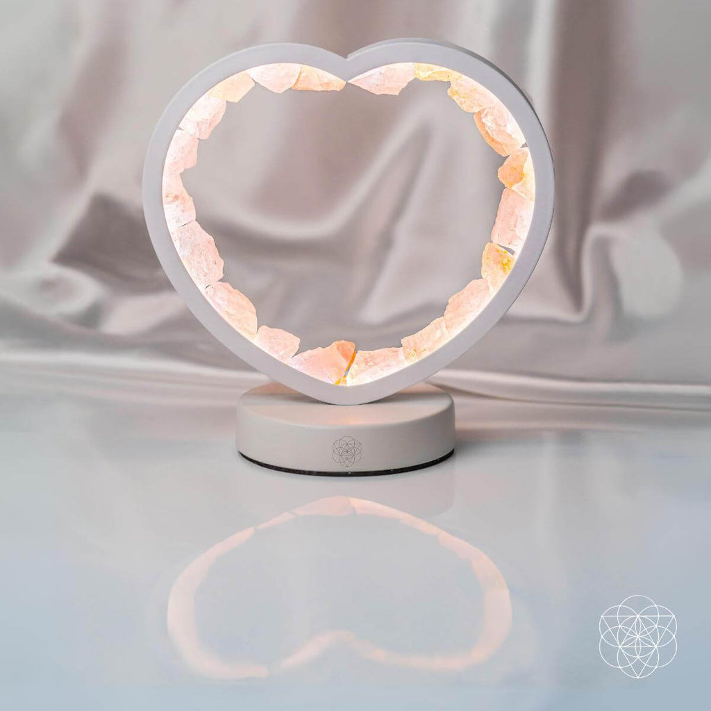 Rose Quartz Heart Night Lamp - Healing Crystal Love Magnet for Home Decor