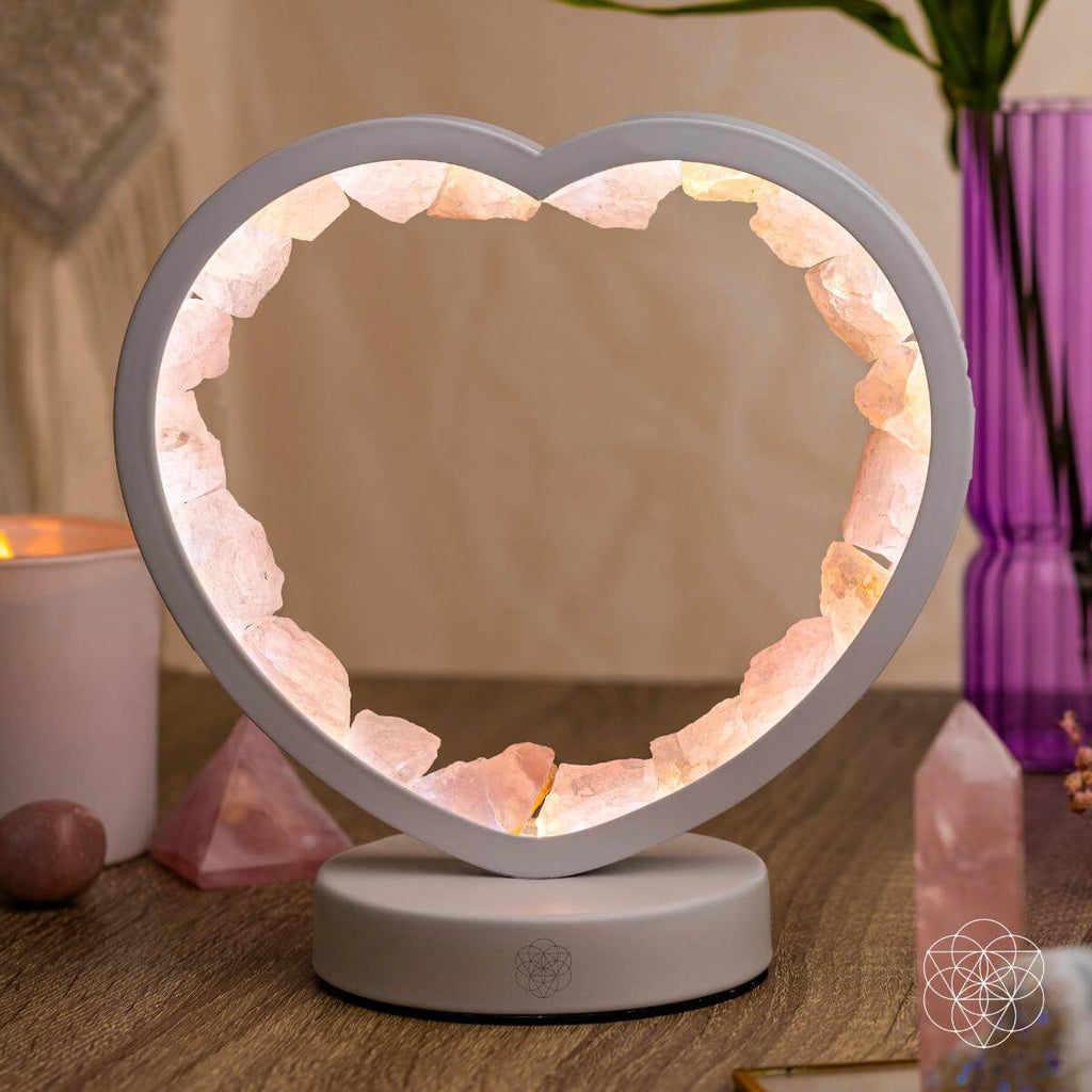 Rose Quartz Heart Night Lamp - Healing Crystal Love Magnet for Home Decor
