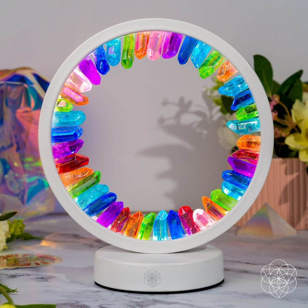 Clear Quartz Night Lamp - Rainbow After the Storm Crystal Healing Light
