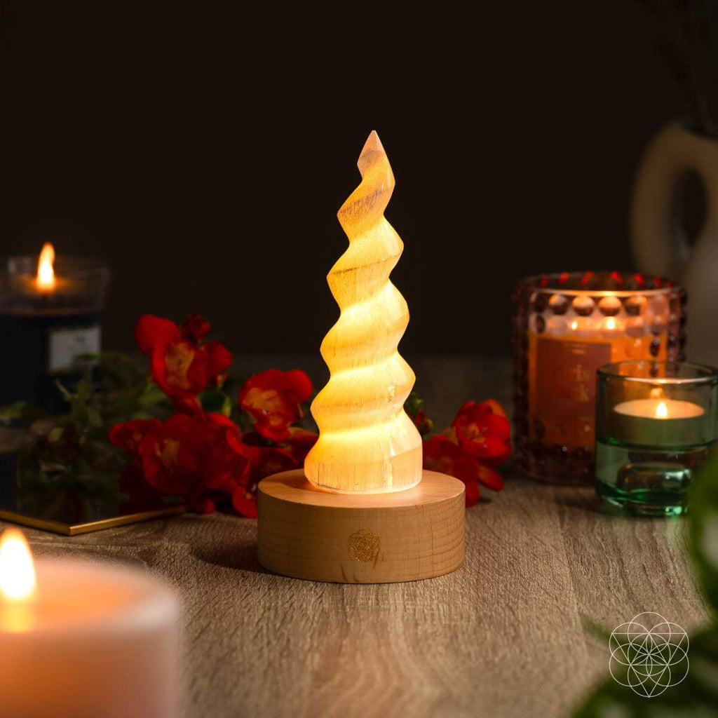Selenite Flame Night Lamp - Healing Crystal Light for Home Decor and Meditation